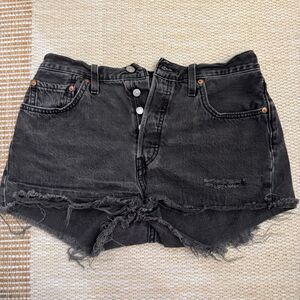 Levi’s 501 Original Women's W29 (W8) High Rise Cutoff Denim Shorts Lunar Black